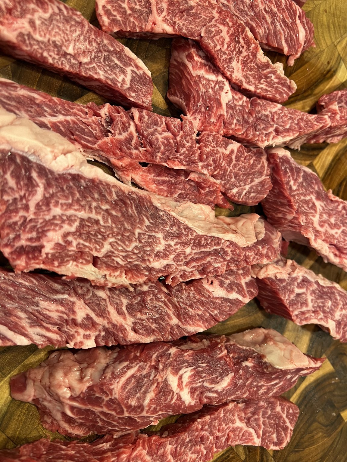 Paladin Wagyu skirt steak showing dense oleic-acid marbling